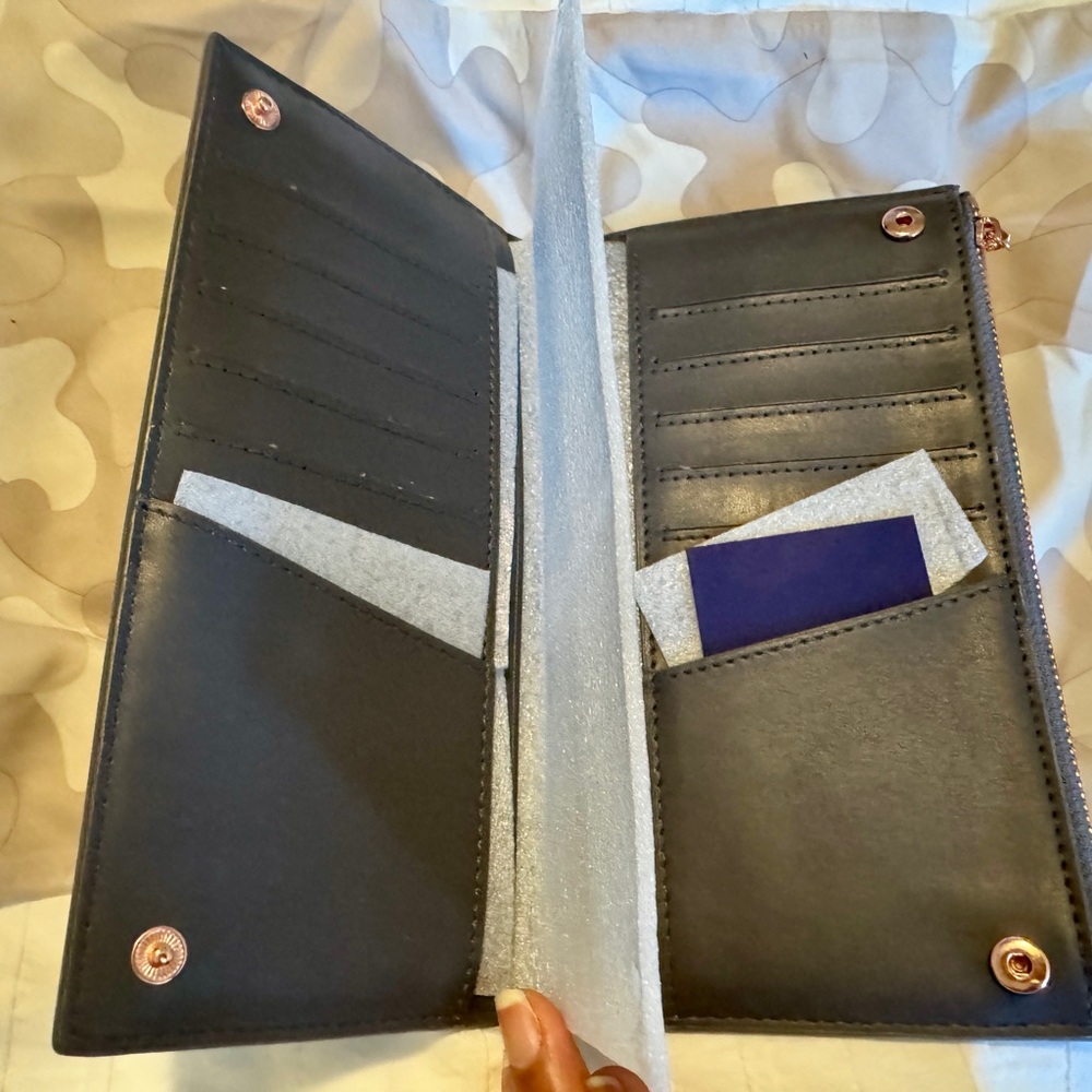 Dagne Dover Slate Gray Clutch with Rose Gold Zipper - Picture 3 of 5